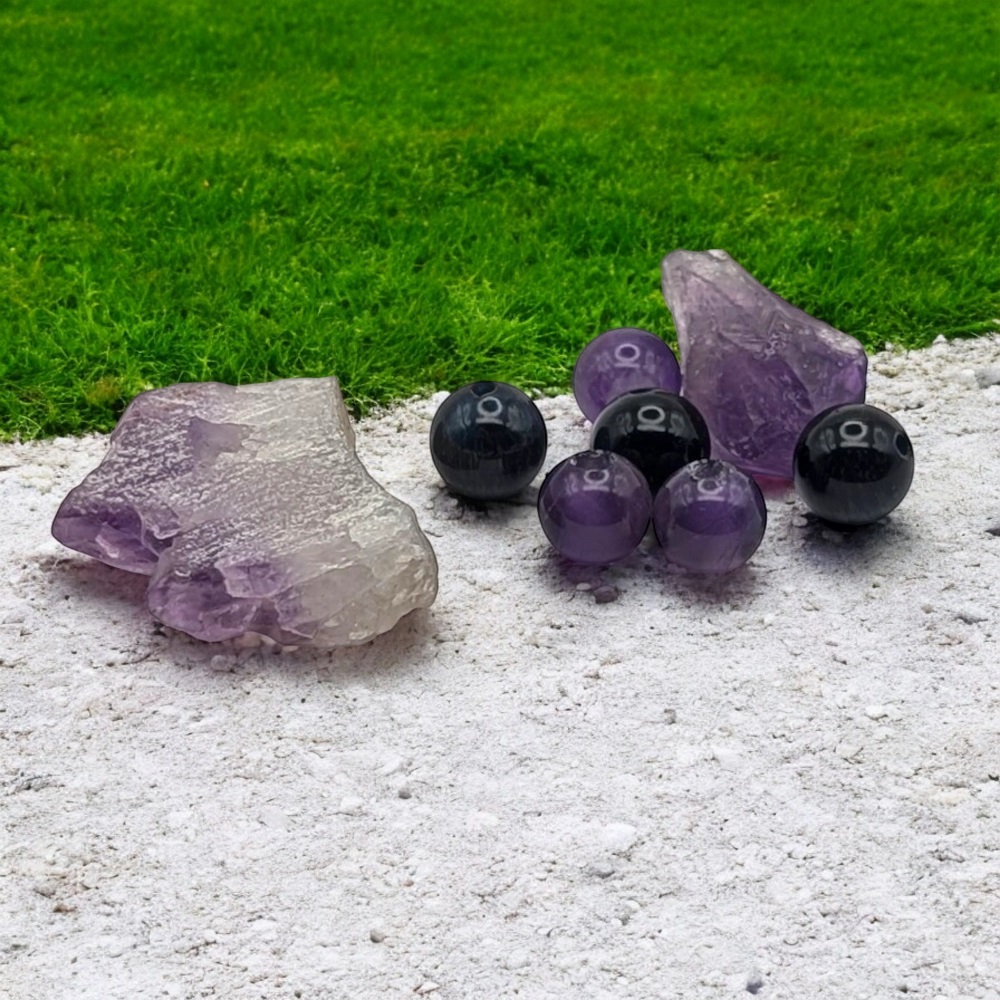 Shungite Bracelet With Amethyst Kyanite