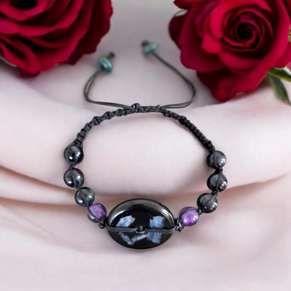 Shungite Bracelet With Amethyst Kyanite