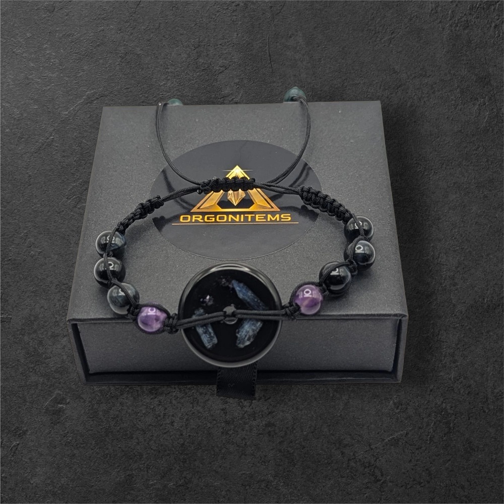 Shungite Bracelet With Amethyst Kyanite